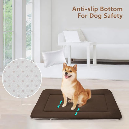 Large Soft Dog Bed 47" Crate Pad - Machine Washable Mat With Non-Slip Bottom - Mattress for Large and Medium Pets - Cushion for Kennel