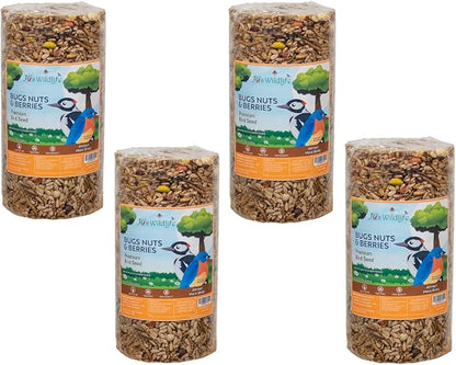 JCs Wildlife Bugs, Nuts and Berries Premium Bird Seed Small Cylinder, 1.5 lb (4 Cylinder)
