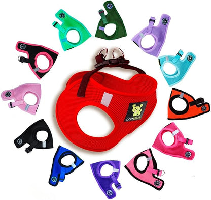 EcoBark Step in Dog Harness - Eco-Friendly Teacup Dog Harnesses for XXS, XS, and Small Dogs - Reflective and Adjustable Mini Body Halter Vest -Tiny Soft Mesh Toy Breed Harness Under 5 lbs (Red, XXS)