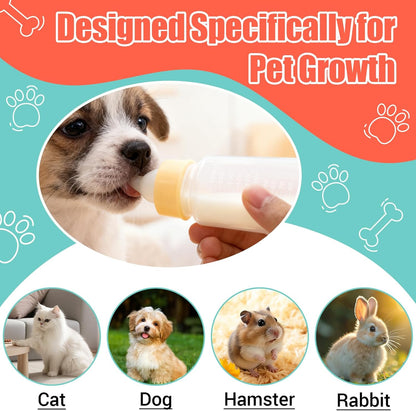 DEMORA Kitten Bottle Feeding Kit, Graduated Nursing Feeding Bottles for Pet Kitten Puppy Hamster Rabbit with Two Kinds of Replaceable Nipples Feeder (Clear, 5 oz)