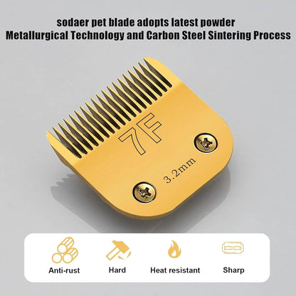 2 Pack 7 Blade Dog Grooming Clipper Replacement Blades,Compatible with Andis Size-Cut Length 1/8"(3.2mm),Compatible with Oster A5, Wahl KM Series Clippers,Detachable Stainless Steel Blade