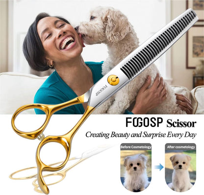 Dog Thinning Shears for Grooming 36 Teeth 6.5" Dog Blending Shears for Grooming Small Medium Dogs Professional Pet Thinners Blenders Scissors for Right Groomer(Blender, Gold)