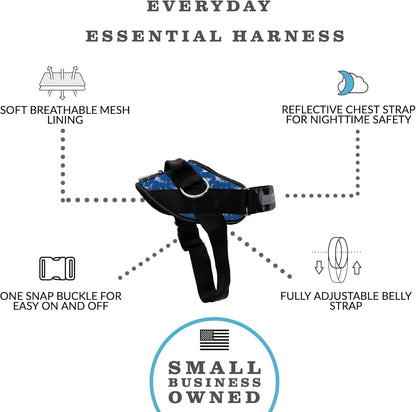 ShawnCo Essential Dog Harness, No-Pull Pet Vest with 3 Leash Clips, No Choke, Reflective, Adjustable and Padded, for Easy Walking and Training for Small, Medium and Large Dogs (White Sharks, L)