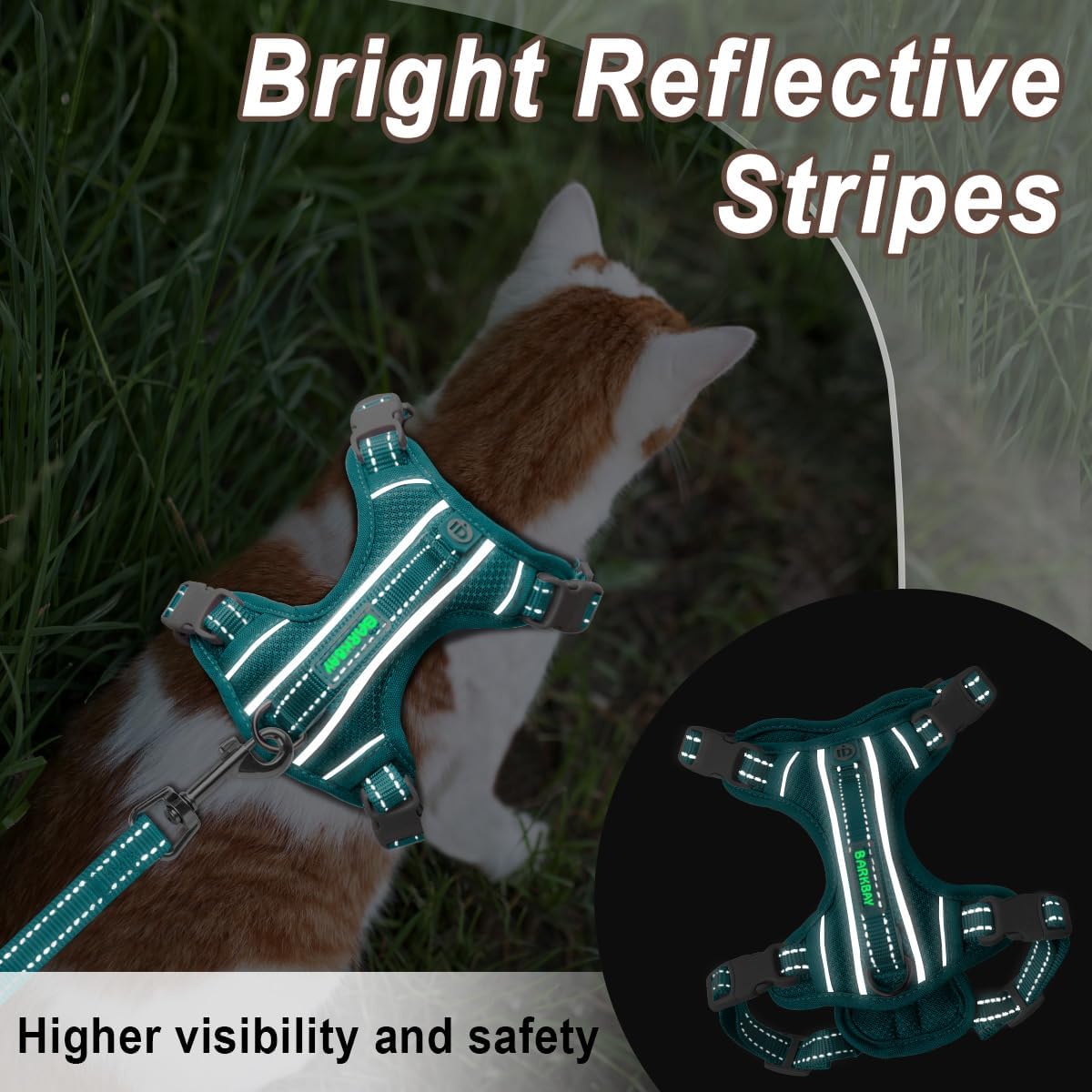 Cat Harness and Leash Set for Walking Escape Proof for Small Large cat Kitten Harness with ID tag Pocket (Blue,S)