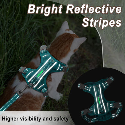 Cat Harness and Leash Set for Walking Escape Proof for Small Large cat Kitten Harness with ID tag Pocket (Blue,S)