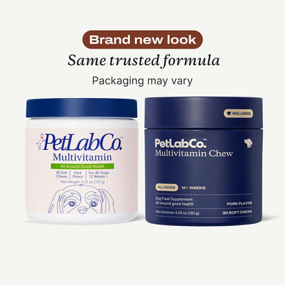 PetLab Co. 22 in 1 Dog Multivitamin - Support Dog's Immune Response, Skin, Coat, Joints & Overall Health - Vitamins A, E, D, B12, Minerals, Antioxidants - Chewable Pork Flavor - Packaging May Vary