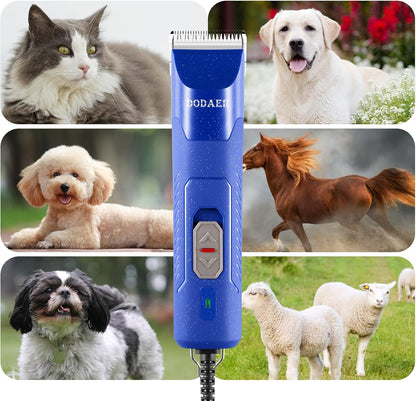 Professional Dog Grooming Electric Corded Clipper Super 2-Speed,Low Noise,Cool & Quiet Running Design for Thick Heavy Coats,Dogs,Cats and Other Animal (Blue)