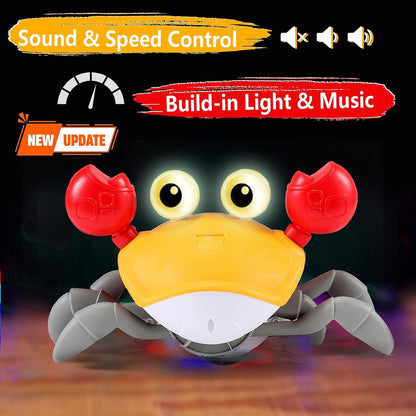 Crawling Crab Baby Toy Gifts: Tummy Time Toys Walking Dancing Cute Essentials Electric Induction Sensory Stuff Moving Babies Crabs with Light Up Music for Toddler Boys Girls Items Interaction Gadgets