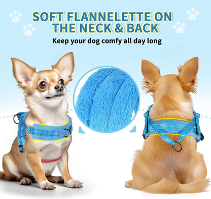 Lukovee No Pull Dog Harness and Leash Set, Soft Padded Small Dog Harness, Neck & Chest Adjustable Reflective Vest Puppy Harness with 4ft Lightweight Anti-Twist Dog Leash for Small Dogs (LBL, S)