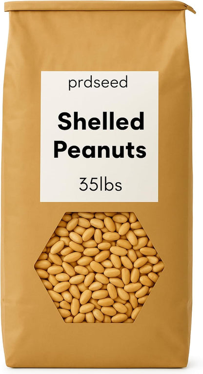 Fresh Shelled Peanuts for Birds & Squirrels - Raw Wildlife Peanuts, No Mess Bird Seed, No Waste Bird Seed for Wild Birds & Backyard Squirrels (35lbs)