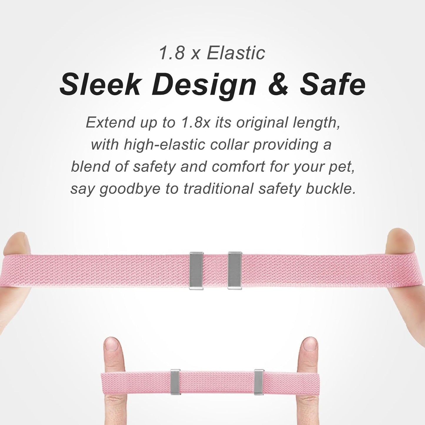 Elastic Airtag Cat Collar, Compatible with Apple AirTag, Stepless Adjustable Pet Collar for Cats, Pink