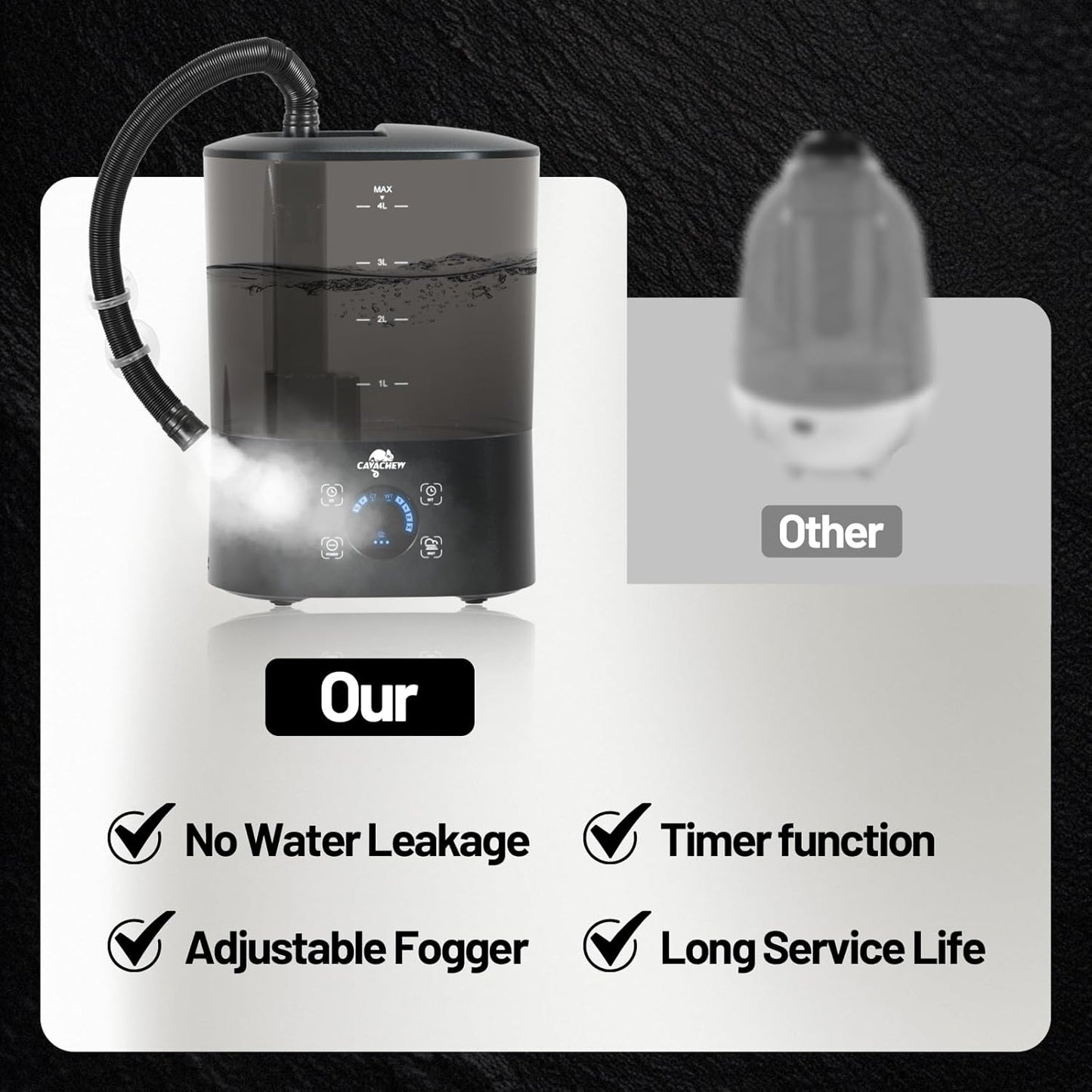 4L Reptile Humidifier Fogger Top Fill, Automatic Misting System for Reptiles, Adjustable Fogging, Leak-Proof, Timing Terrarium Mister Tank Humidifier for Snake Chameleon Frog Hermit Crab