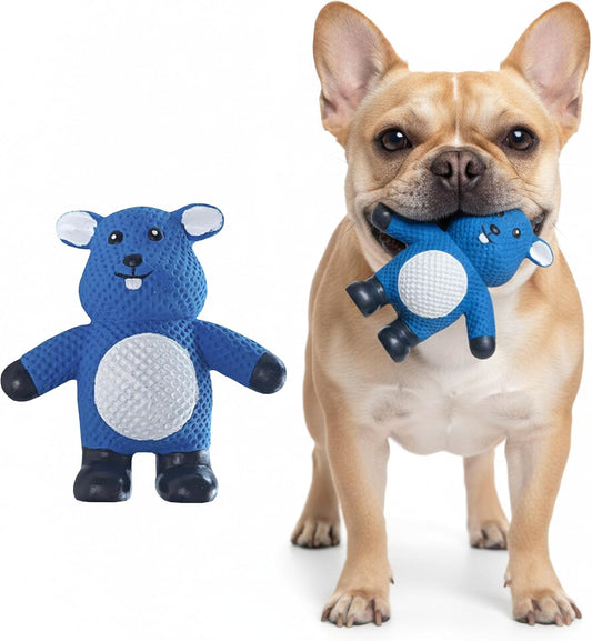 My Pet & Me - Squeaky Dog Toys for Light to Moderate Chewers - Fun Latex Toys for Puppies, Teething, and Gentle Play - Interactive Fetch and Chew Toy with Squeaker (Blue Mouse, 4.3 Inch)