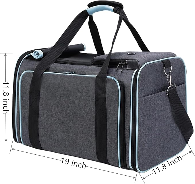 Expandable Travel Small Dog Cat Carrier(Large),Airline Approved Soft-Sided Pet Carrier with Removable Fleece Pad and Pockets for Cats/Puppy and Small Animals