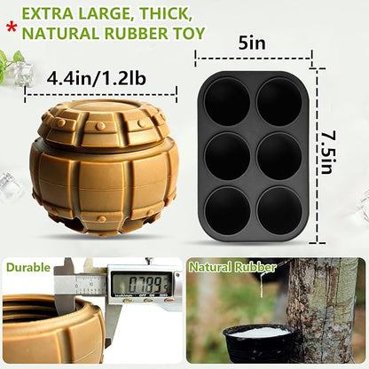 Yipetor Treat Dispensing Dog Toy, Long-Lasting Durable Large Dog Toys, Freezable Fillable Rubber Dog Toys, DIY Interactive Dog Puzzle Play Toy, Holds Kibble, Stopper+Silicone DIY Treat Tray (Large)