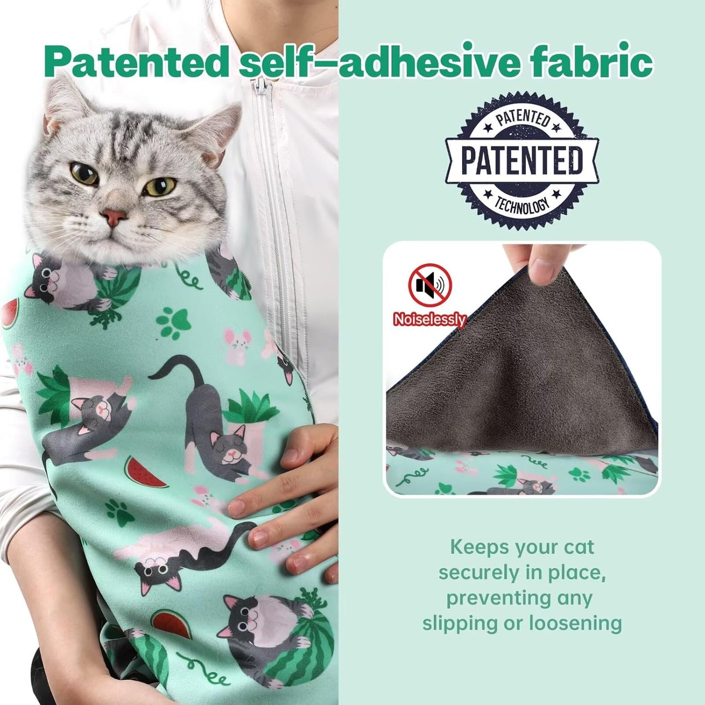 Paw Legend 35.4" Cat Wrap for Grooming Cat Wrap for Cutting Nails Cat Restraint for Nail Clipping Self Adhesive Blanket Restraint Cloth for Cats Within 22lbs