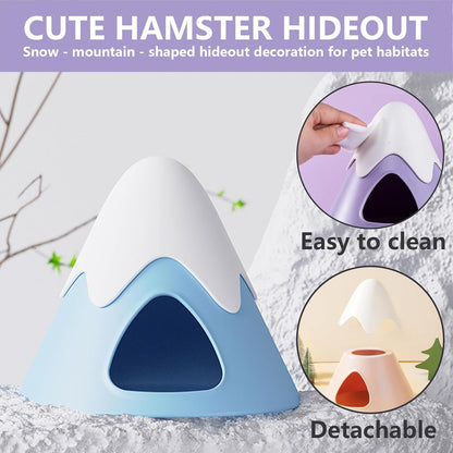 Hamster Hideout, Snowy Mountain Shape Hamster Hide House,Cute Small Animal Habitat Hideaway Hut for Syrian Hamsters, Mice, Gerbils, Rats (Purple)