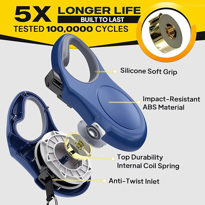 Fida Retractable Dog Leash, 16ft Heavy Duty Pet Walking Leash for Small/Medium Dog or Cat up to 44 lbs, Tangle Free. One-Hand Brake (Medium, Navy Blue)