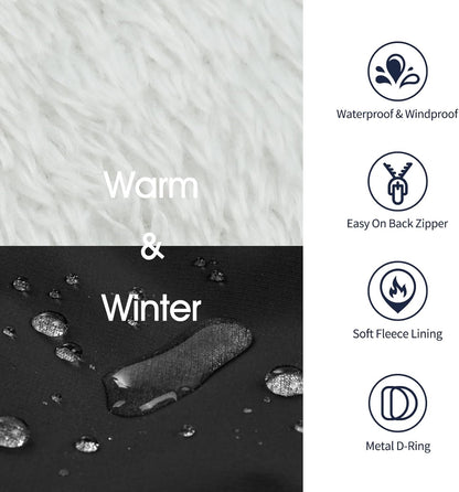 IECOii Dog Coat Winter Waterproof - Black, XLarge - Zip Up Vest, Jacket, Fleece Snow Snowsuit for Large Dogs, Beagle, Cocker Spaniel, Border Collie