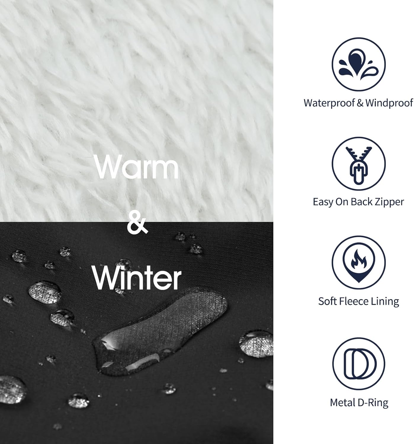 IECOii Dog Winter Coat Waterproof - Black, Medium - Dog Coat with Harness Built in for Medium Dogs, Thermal Warm Fleece Lined with Zip Up Cold Weather Jacket, Reflective Snowsuit for Outdoor Hiking