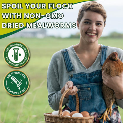 Dried Mealworms 100% Non-GMO 5 Lb - Mealworms for Birds, Chickens, Ducks - Perfect High-Protein Treats - Whole Large Meal Worms, Dried for Chickens and Bluebird Food Bulk