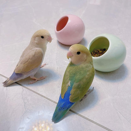 Bird Feeder Ceramic Anti-Spill Food Bowl for Parrot Cockatiels Parakeets Conures Zebra Finch Hamsters Guinea Pigs Rabbits Gerbil- Small Pet Supplies (Pink)