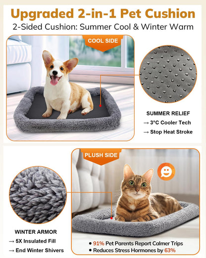 Morpilot Cat Carrier - Soft Sided Cat Carrier Large for Big Medium Cats and Puppy up to 18lbs, Pet Carrier with Safety Zippers, Foldable Bowl, Airline Approved Large Dog Carrier - Beige