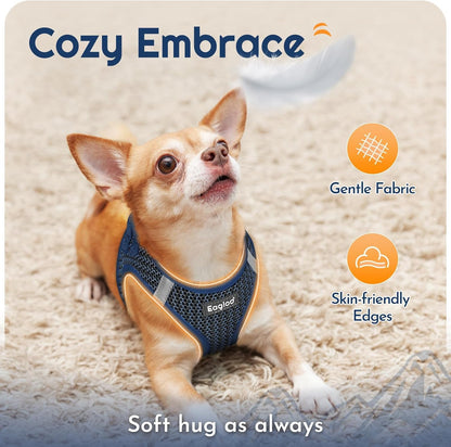 Eagloo Small Dog Harness and Leash Set, Step in Puppy Vest with Breathable Soft Mesh, Walking Reflective Pet Harness for Small Dogs, Navy Blue, XS