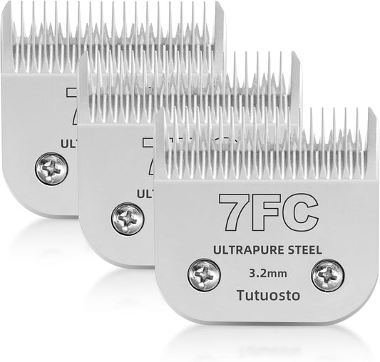 Clipper Blades Pet Grooming Clipper Replacement Blades Detachable Blade Compatible with andis/wahl/Oster Dog Clippers (7FC# 3PACK)