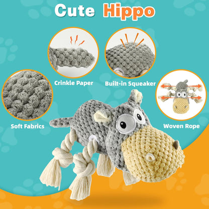 Dog Toys for Aggressive Chewers - Squeaky Dog Toys to Keep Them Busy for Large Dogs (Gray, Medium)