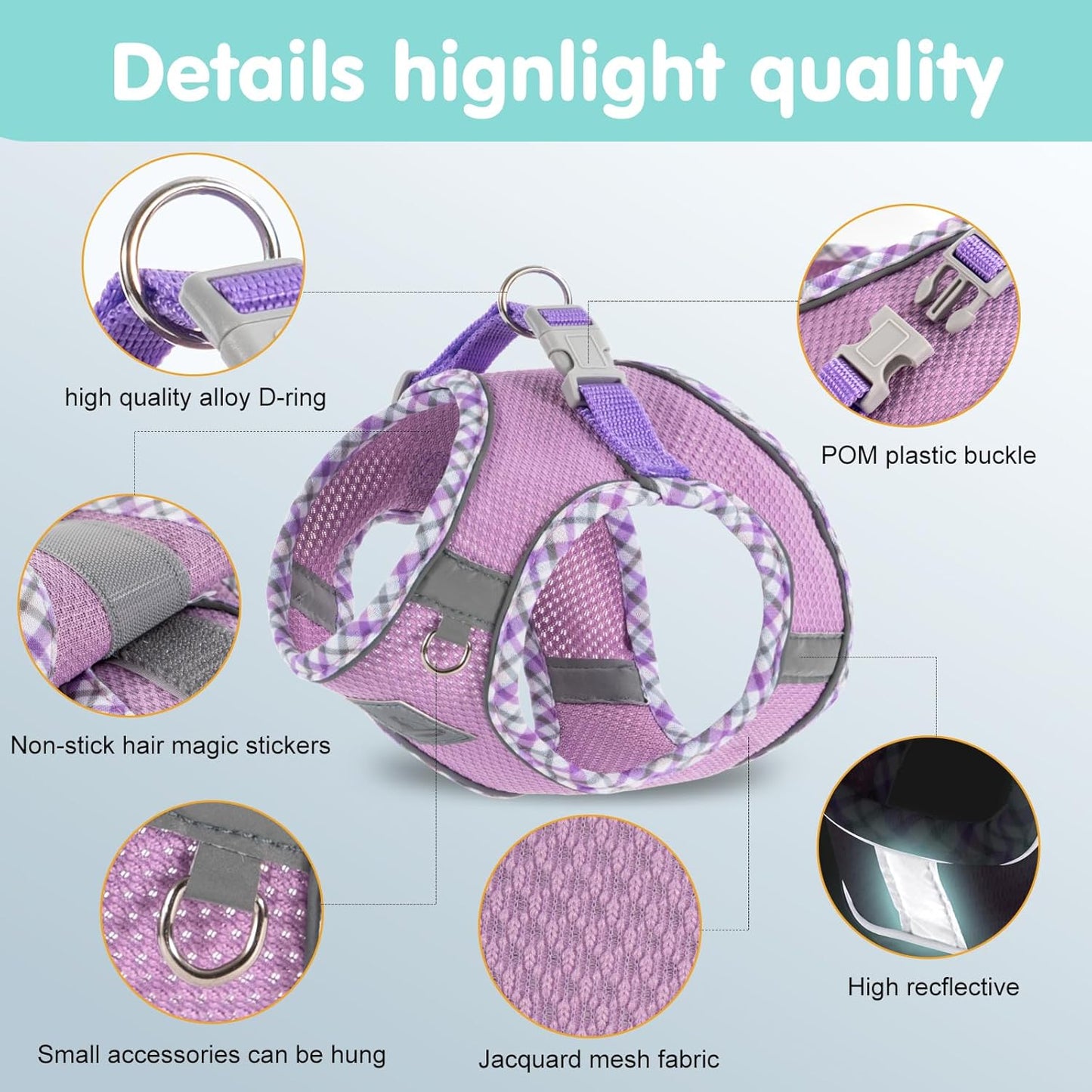 Dog Harness and Leash Set, No Pull Soft Breathable Adjustable Reflective Step In Vest Harness for Puppy, Kitten, Cats