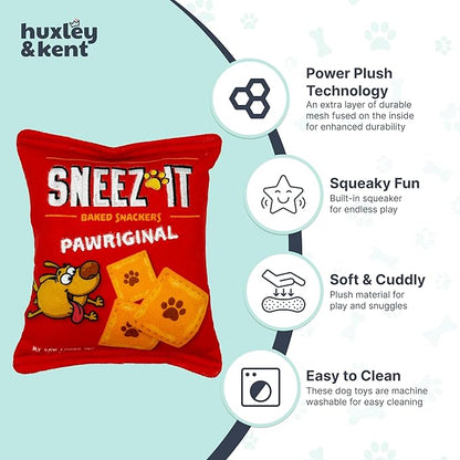 Huxley & Kent Funny Dog Toy w/Squeaker – Power Plush Squeaky Dog Toys for Small, Medium & Large Dogs – Soft Stuffed Animal for Indoor Play & Fetch - Sneez-It, Large