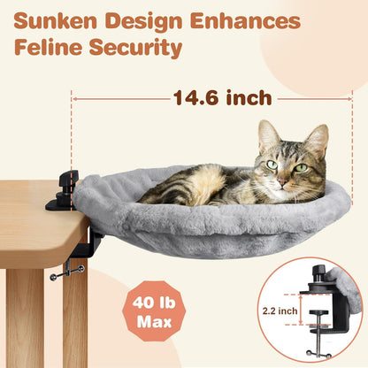 Cat Desk Bed-2 Covers Cats Bed Desk, Two Washable and Removable Covers Perch, Cats Bed for Desk - Office & Home, Supports Up to 40 lbs