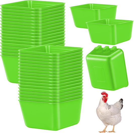Maxdot 20 Pcs Cage Cups Chicken Feeder Waterer 16 oz Birds Feeders Hanging Bunny Cage Chicken Water Bowl for Pet Parrot Rooster Parakeet Gamefowl Poultry Pigeon Wire Hutch(Green)