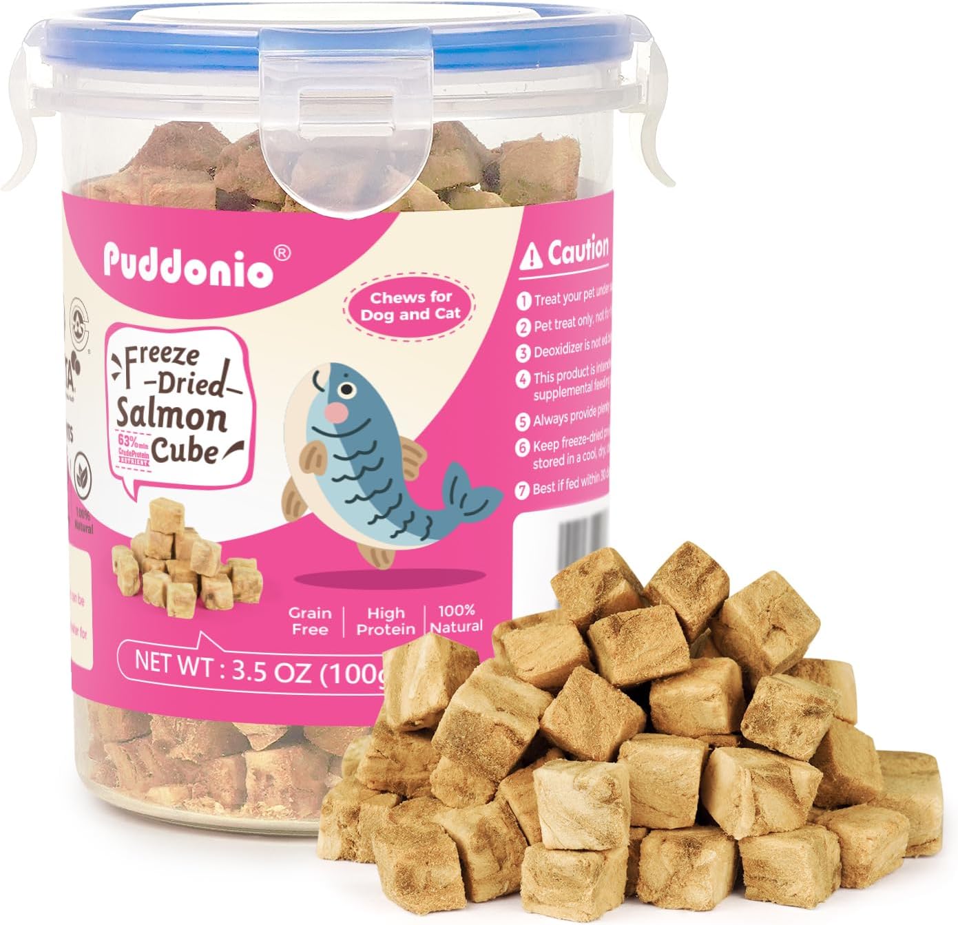 Freeze Dried Cats & Dogs Raw Treats, All Natural Single Ingredient Salmon, High Protein Healthy Pet Training Treats or Food Topper, 3.5 oz