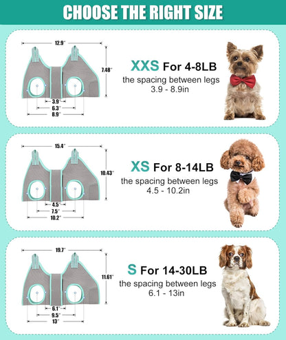 XS Dog Grooming Hammock Harness, Grey, Nail Trimming, Holder, Restraint, Thick Neck Support