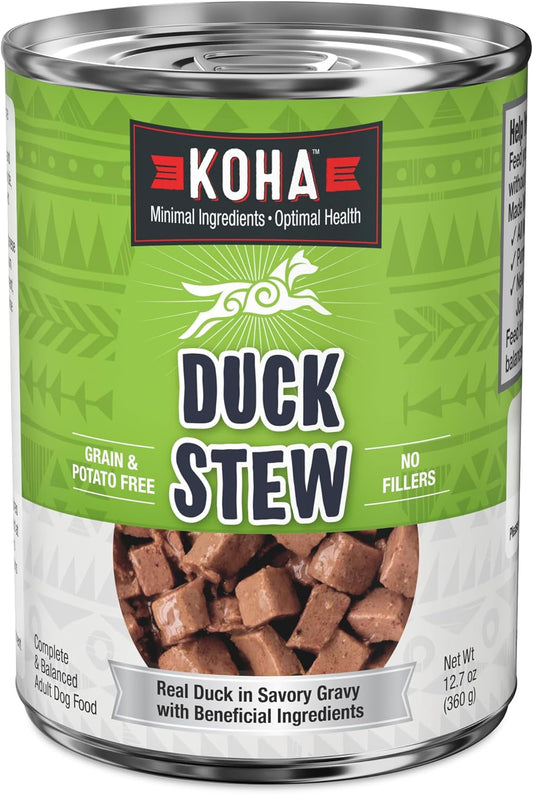 KOHA Minimal Ingredient Duck Stew for Dogs, High Protein Limited Ingredient Dog Food, 12.7oz Cans (Case of 12)