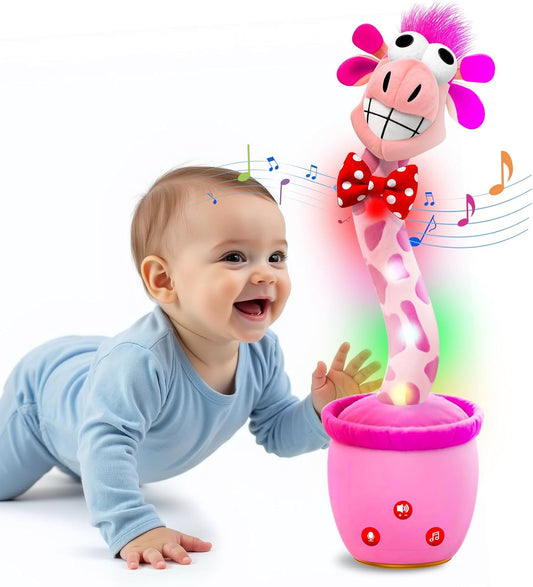 Talking Dancing Giraffe Toy,Personalized Baby a Shower Gifts for Girls, Top 100 Baby Toys Tummy Time Singing,Xmas Perfect Pink Babies Stocking Stuffers Kids 2025 Best Christmas Unique Gifts