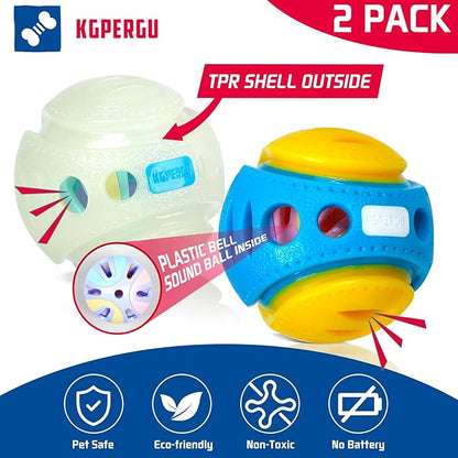 2 Pack Giggle Ball for Dogs, Interactive Dog Toys for Treat Dispensing, Glow Ball Durable Puppy Toys to Keep Them Busy, Multifunctional Dog Toys for Teething/Slow Feeder/IQ Training/Playing
