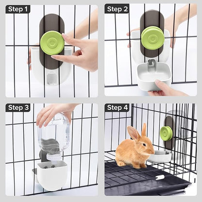 Rabbit Water Bottle,Hanging Automatic Water Dispenser for Cage (White, 28oz)