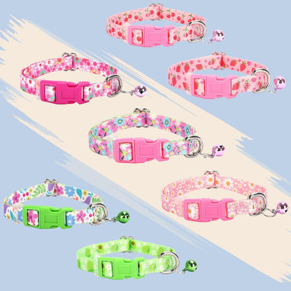 Small Dog Collar with Bell - Durable Nylon Collar for Small Breeds,Adjustable Cute Fruit Pattern Collar for Chihuahua Pomeranian Yorkie, Heavy-Duty for Active Puppies（Pink Strawberry S）
