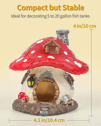 Uniclife Resin Mushroom House Decoration Cottage Ornament for Reptile Hide Cave Hideout Hideaway Spawning Cave Decor for Arboreal Reptiles Shrimp Betta Goldfish, Terrarium & Vivarium Decor