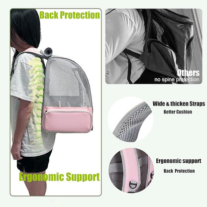 Parrot Carrier Backpack with Front Zipper Opening, Bird Travel Carrier Cage with Standing Perches and Metal Tray, Breathable Portable Transport Bag for Parakeet, Budgie, Conure, Cockatiel, Parrot