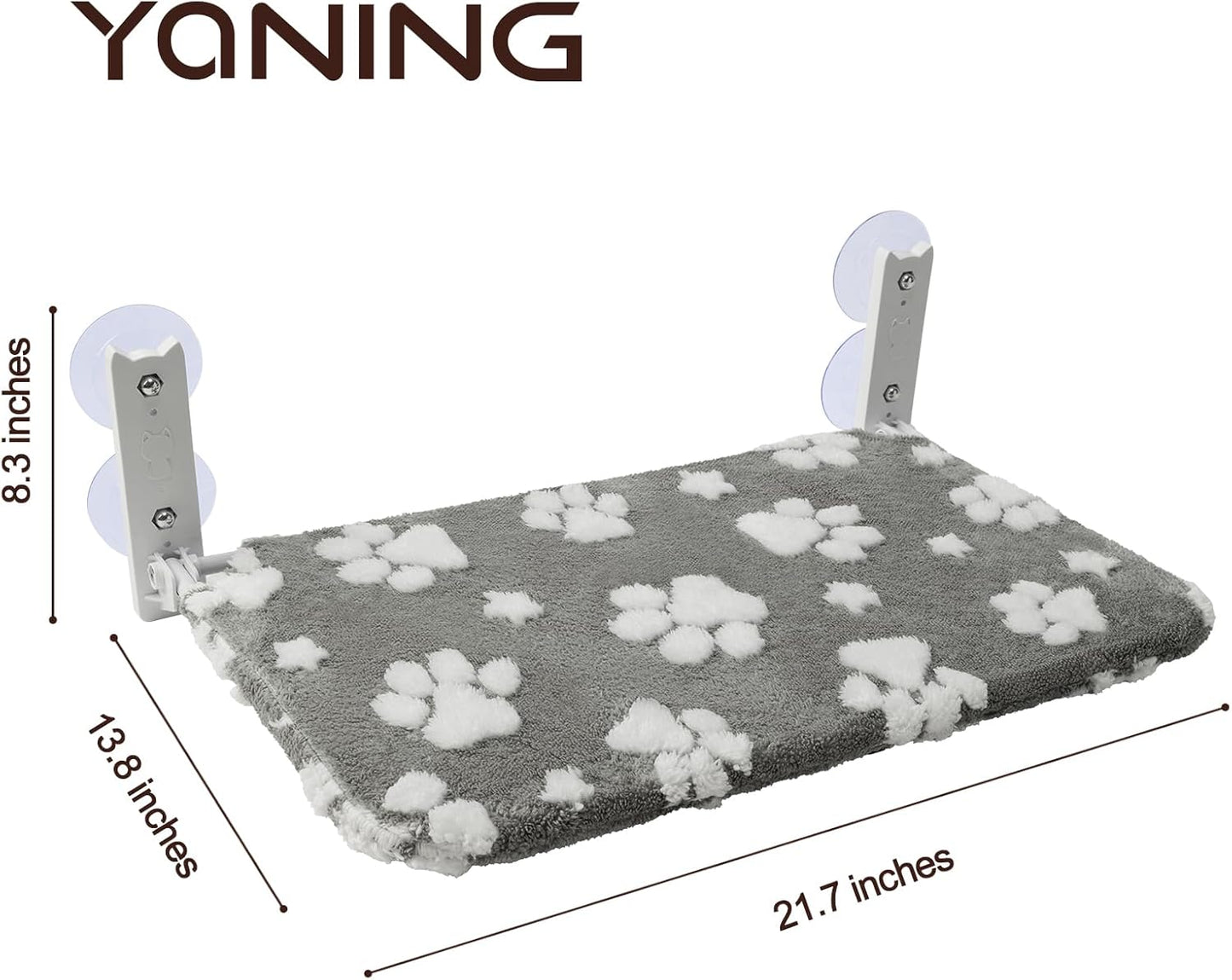 Cat Window Perch, Foldable Cat Window Hammock with Cute 3D Textured Paw Cover and Strong Suction Cups, Cordless Window Seat Bed for Indoor Cats (Grey, Large)