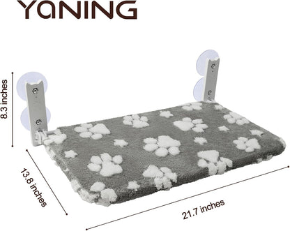 Cat Window Perch, Foldable Cat Window Hammock with Cute 3D Textured Paw Cover and Strong Suction Cups, Cordless Window Seat Bed for Indoor Cats (Grey, Large)