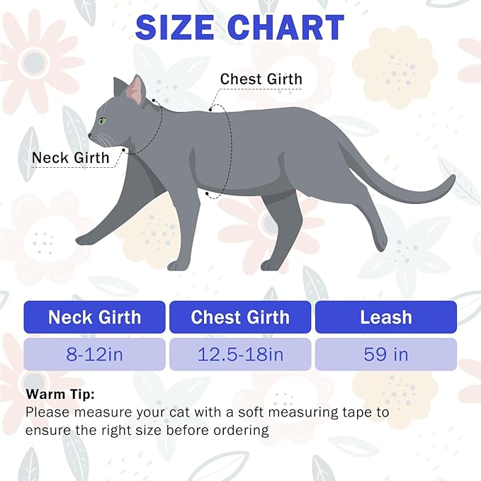 SCENEREAL Cat Harness and Leash Set Escape Proof with Airtag Holder, Reflective Pet Harnesses for Walking, Adjustable Kitty Vest Soft Harness Outdoor Indoor, Cute Travel Boys Girls Small Large Cats