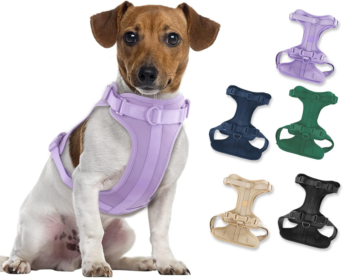 No Pull Lightweight Dog Harness: Adjustable Durable Breathable Mesh Pet Vest Harness with Soft & Comfortable Cushion, for Small Medium Large Dogs (Medium, Lilac)