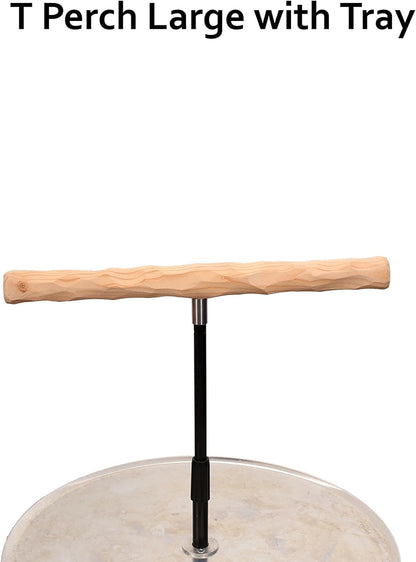 Parrot Training Perch Stand with Potty Tray (T Perch, Large)