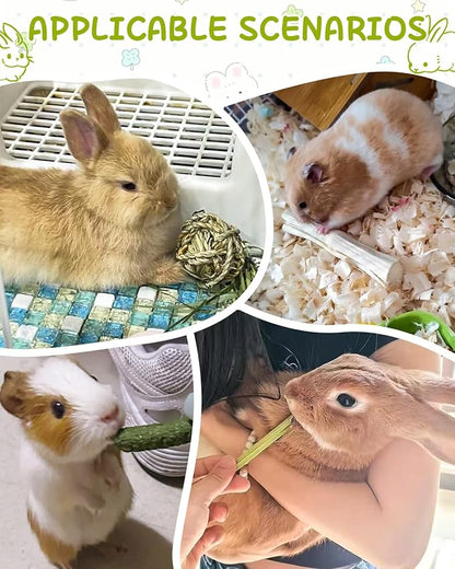 40 PCS Rabbit Chew Toys for Teeth, Natural Bunny Chew Toys Carrot, Strawberry, Timothy Grass Cake, Sweet Bamboo, Apple Sticks for Hamsters, Guinea Pigs and Chinchilla for Dental Care & Relieve Boredom