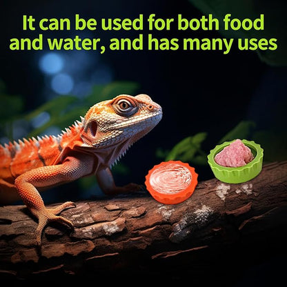 14 PCS Crested Gecko Food Dish, Reusable Small Reptile Feeding Cups, Gecko Food & Water Bowl 7 Colors